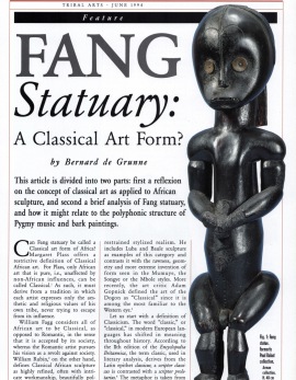 La Statuaire Fang Une forme d'art classique ?