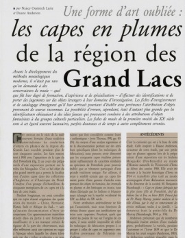 Une forme d'art oubliée : les capes en plumes de la région des Grand Lacs