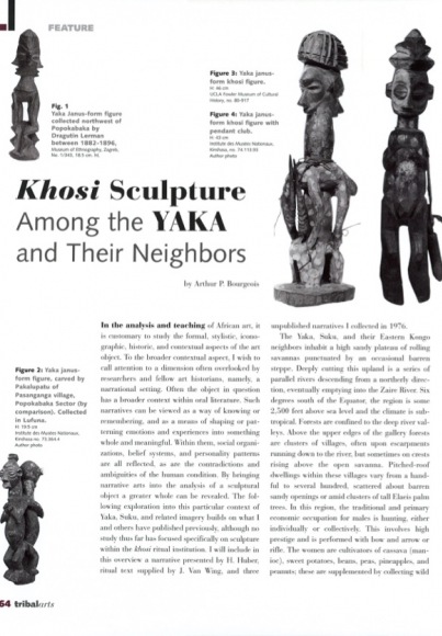 Sculpture khosi chez les Yaka et leurs voisins