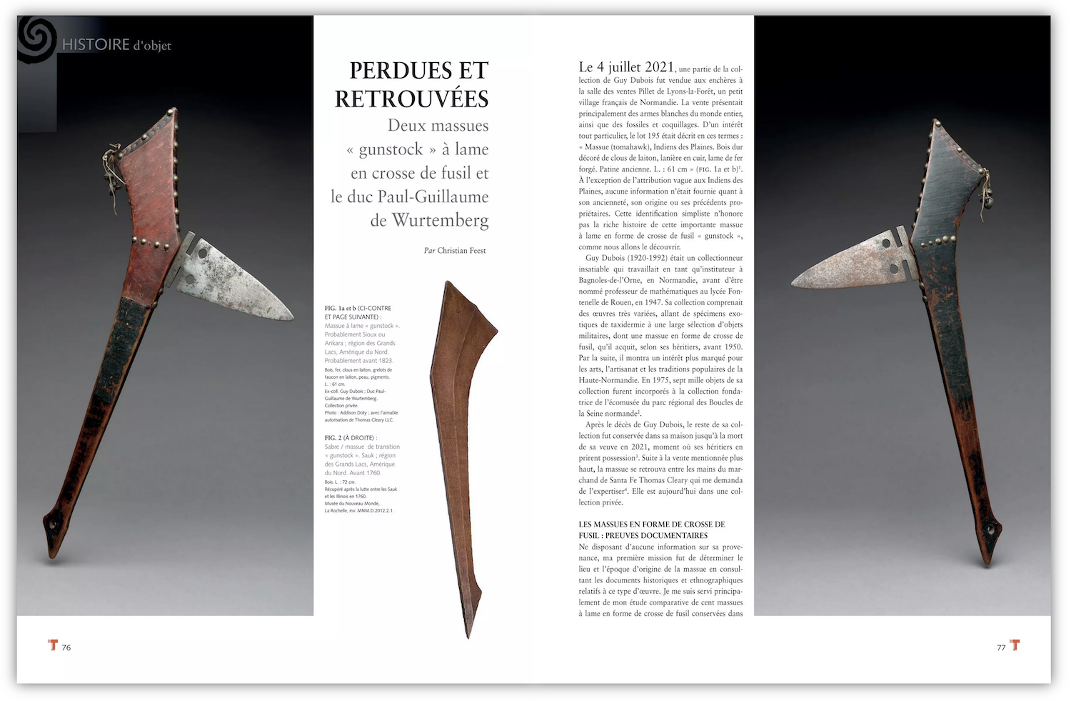     Perdues et retrouvées. Deux massues « gunstock » à lame en crosse de fusil et le duc Paul-Guillaume de Wurtemberg Par Christian Feest