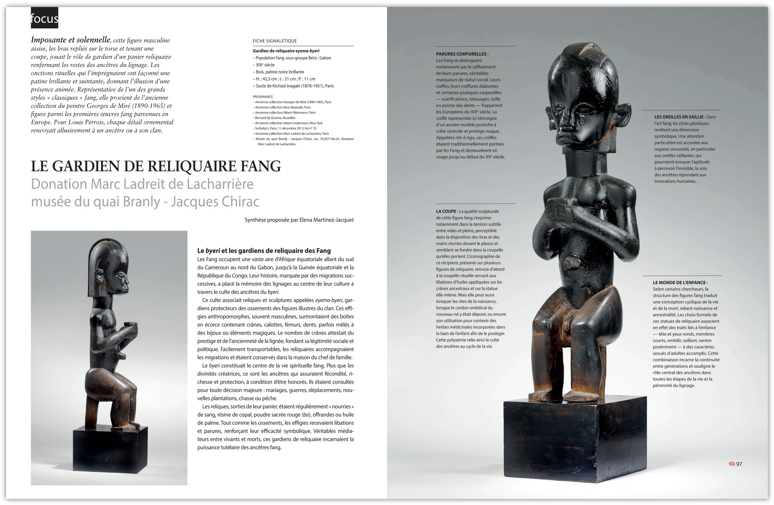 Le gardien de reliquaire fang. Donation Marc Ladreit de Lacharrière au musée du quai Branly - Jacques Chirac 